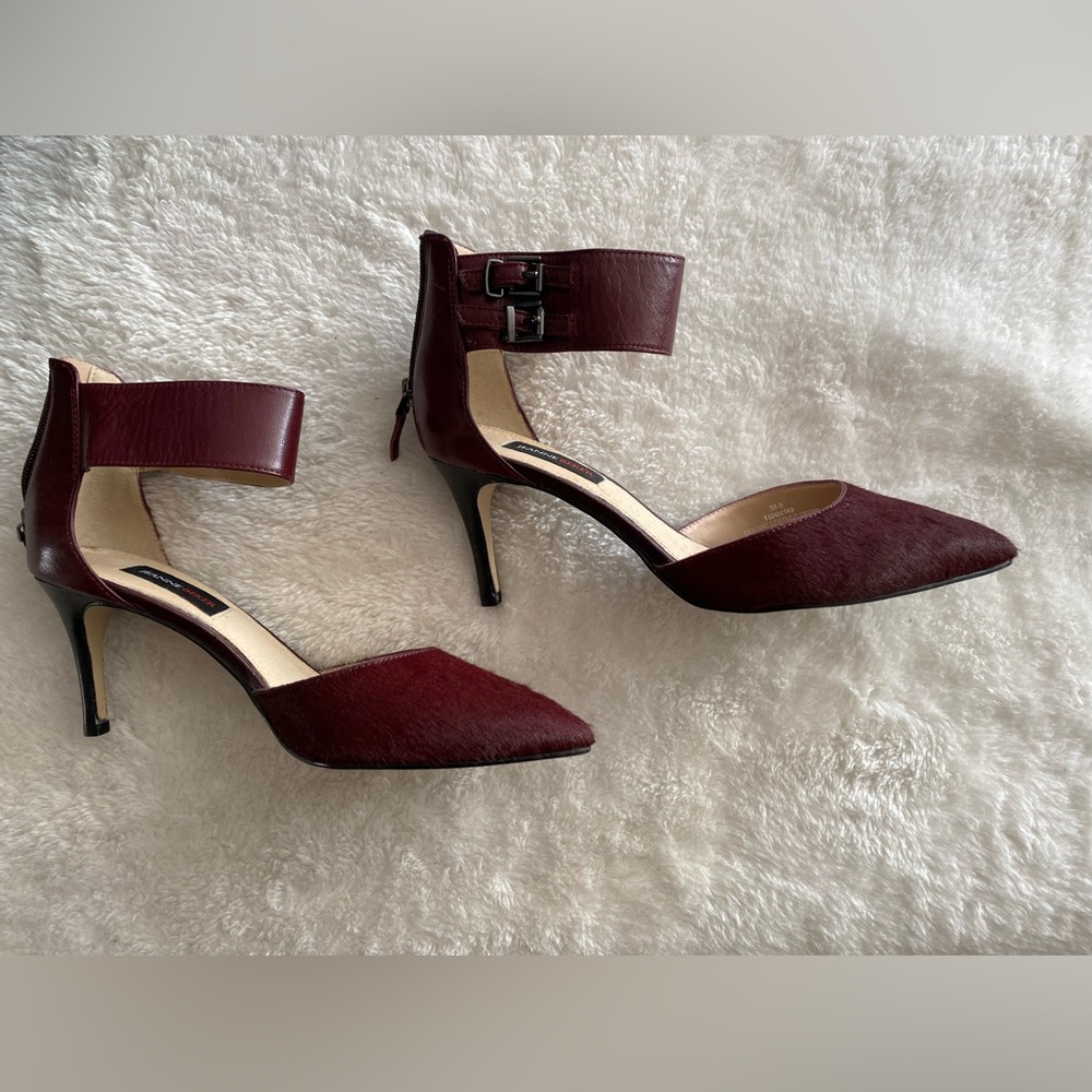 Leather shoes - burgundy with back zipper size 8